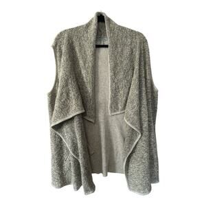 Olivia Sky Cardigan Womens Plus Gray Open Sleeveless Cozy Sweater Pockets 1X
